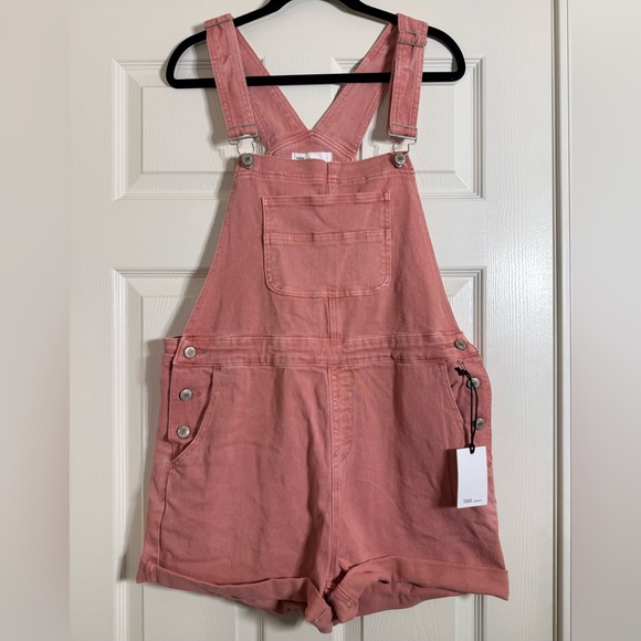 Vici Collection TNR Jeans Pink Denim Overall Shorts - Picture 6 of 7